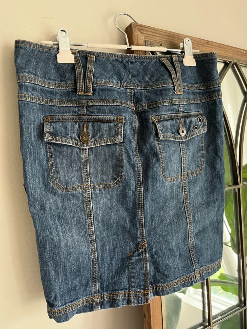 Denim Cargo Pocket pencil denim skirt - Picture 2 of 3